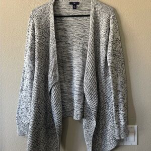 Gray Open Front Cardigan Sweater